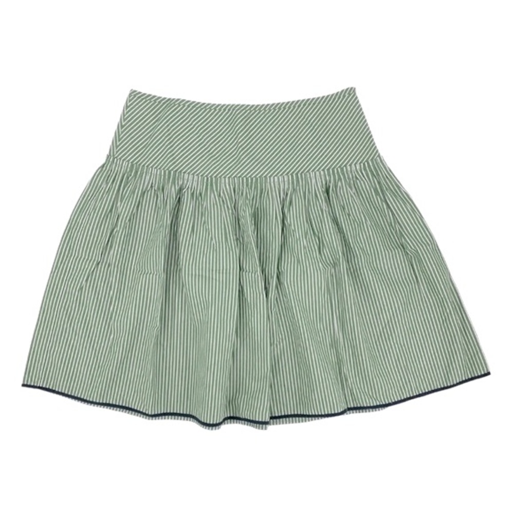 NWT *J. CREW FACTORY* Pleated Skirt … *GREEN•WHITE* Stripes … Size: 4 - Picture 1 of 4